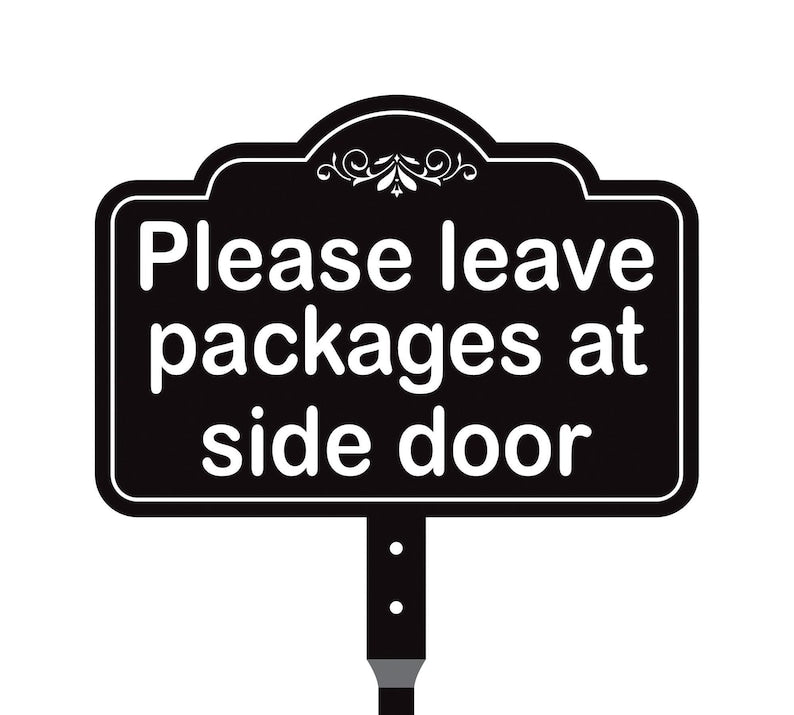 3 Pack Please Leave Packages at Side Door Yard Sign with 16" Stake, Aluminum Delivery Instruction Sign, Outdoor Parcel Drop Off Lawn Sign