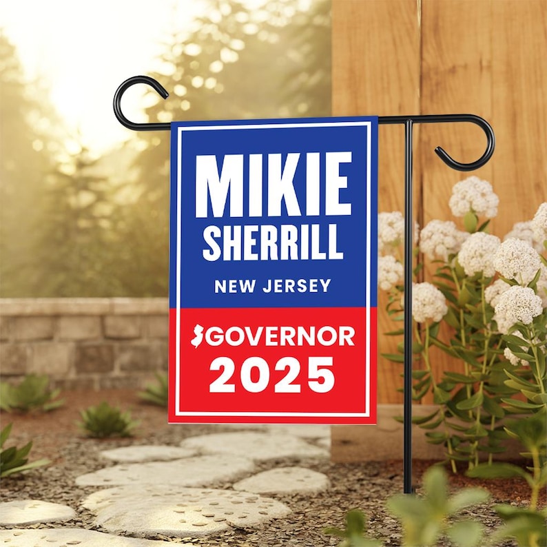 Mikie Sherrill For New Jersey Governor 2025 Garden Flag, Double Sided, 2025 Governor Flag, Elections Flag, Race Red White & Blue Flag