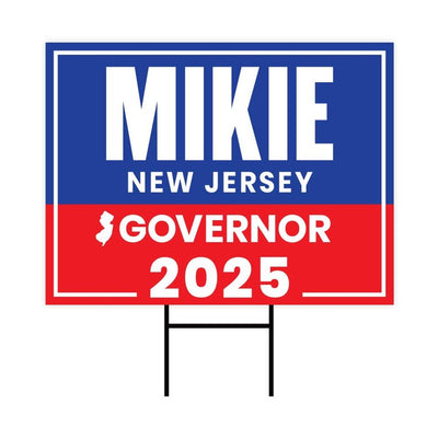 Mikie Sherrill For New Jersey Governor 2025 Yard Sign, Corrugated Plastic Governor Elections Race Red White & Blue Sign with Metal H-Stake