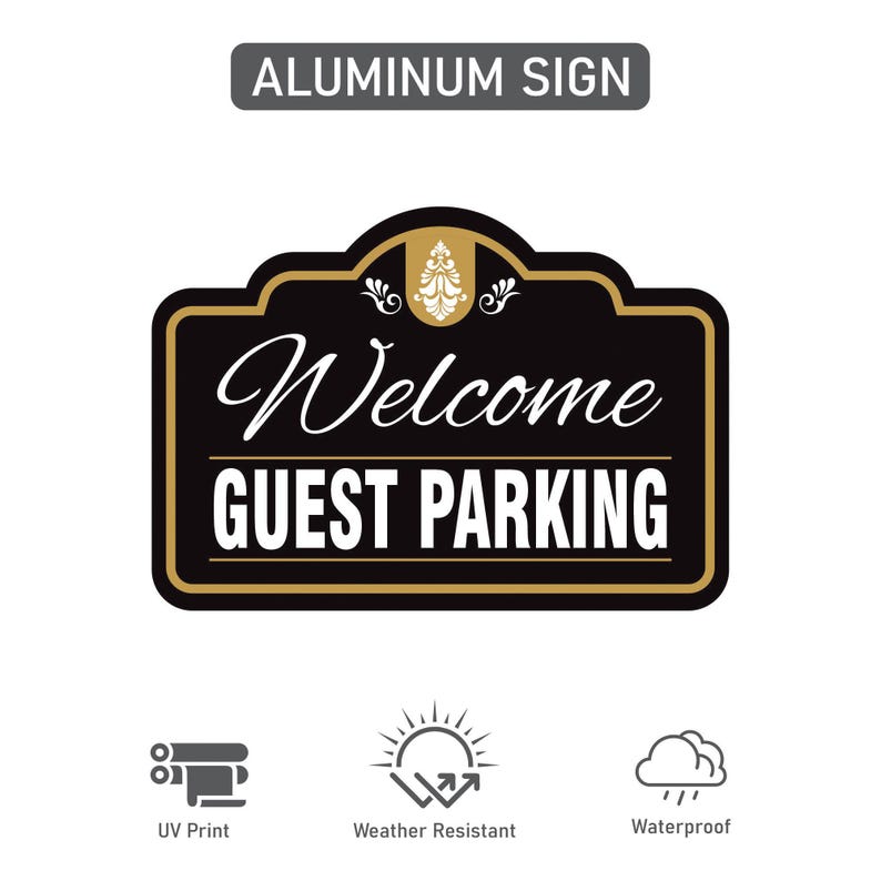 3 Pack Guest Parking Only Yard Sign with 16" Stake, Rust-Free Aluminum Parking Sign for Visitors, Reserved Guest Outdoor Lawn Parking Marker