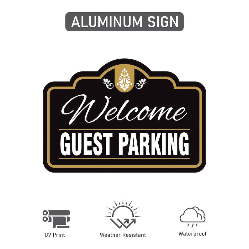 2 Pack Guest Parking Only Yard Sign with 16" Stake, Rust-Free Aluminum Parking Sign for Visitors, Reserved Guest Outdoor Lawn Parking Marker