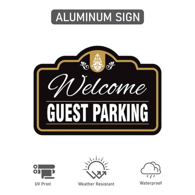 2 Pack Guest Parking Only Yard Sign with 16" Stake, Rust-Free Aluminum Parking Sign for Visitors, Reserved Guest Outdoor Lawn Parking Marker
