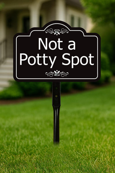 3 Pack Not a Potty Spot Yard Sign with 16" Stake, Rust-Free Aluminum Dog Poop Warning Sign, Clean Up After Your Dog Outdoor Lawn Sign