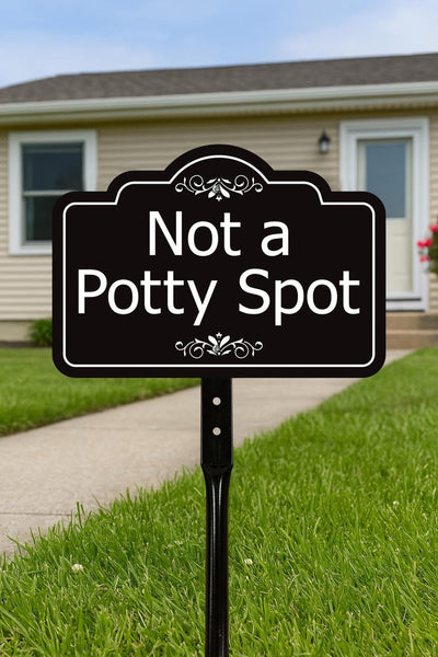 2 Pack Not a Potty Spot Yard Sign with 16" Stake, Rust-Free Aluminum Dog Poop Warning Sign, Clean Up After Your Dog Outdoor Lawn Sign