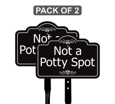 2 Pack Not a Potty Spot Yard Sign with 16" Stake, Rust-Free Aluminum Dog Poop Warning Sign, Clean Up After Your Dog Outdoor Lawn Sign