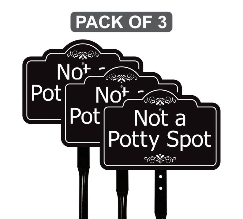 3 Pack Not a Potty Spot Yard Sign with 16" Stake, Rust-Free Aluminum Dog Poop Warning Sign, Clean Up After Your Dog Outdoor Lawn Sign