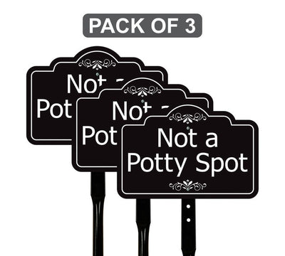 3 Pack Not a Potty Spot Yard Sign with 16" Stake, Rust-Free Aluminum Dog Poop Warning Sign, Clean Up After Your Dog Outdoor Lawn Sign
