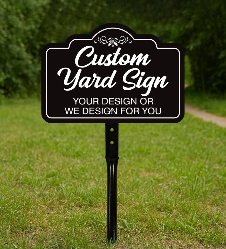 2 Pack Custom Aluminum Yard Sign with 16" Stake, Personalized Metal Outdoor Sign, Fully Customizable Lawn Marker for Home, Business, Events
