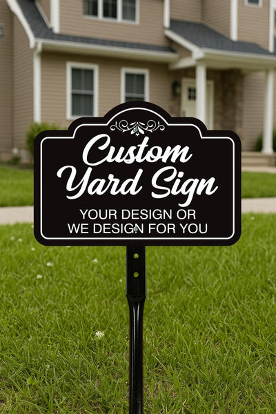 2 Pack Custom Aluminum Yard Sign with 16" Stake, Personalized Metal Outdoor Sign, Fully Customizable Lawn Marker for Home, Business, Events