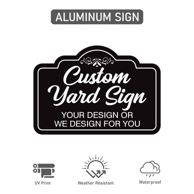 Custom Aluminum Yard Sign with 16" Stake, Personalized Metal Outdoor Sign, Fully Customizable Lawn Marker for Home, Business, Events