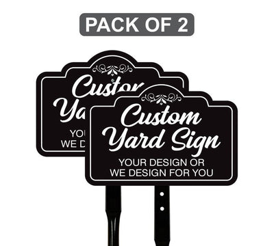 2 Pack Custom Aluminum Yard Sign with 16" Stake, Personalized Metal Outdoor Sign, Fully Customizable Lawn Marker for Home, Business, Events