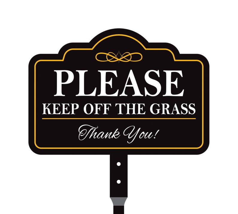 Please Keep Off The Grass Yard Sign with 16" Stake, Rust-Free Aluminum Stay Off Grass Warning Sign, Outdoor Landscape Protection Lawn Sign