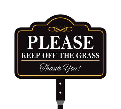 Please Keep Off The Grass Yard Sign with 16" Stake, Rust-Free Aluminum Stay Off Grass Warning Sign, Outdoor Landscape Protection Lawn Sign
