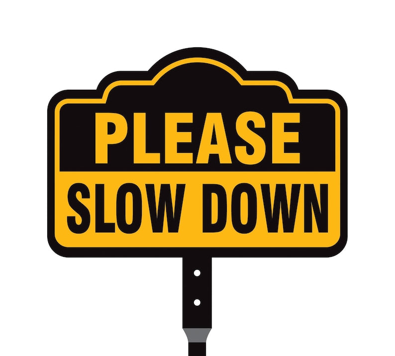 Please Slow Down Yard Sign with 16" Stake, Rust-Free Aluminum Drive Safely Sign, Outdoor Traffic Warning Sign for Neighborhoods and Yards