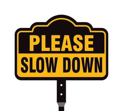 Please Slow Down Yard Sign with 16" Stake, Rust-Free Aluminum Drive Safely Sign, Outdoor Traffic Warning Sign for Neighborhoods and Yards