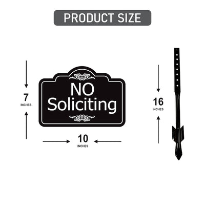 No Soliciting Yard Sign with 16" Stake, Rust-Free Aluminum No Solicitors Warning Sign, Outdoor Home Privacy and Security Lawn Sign