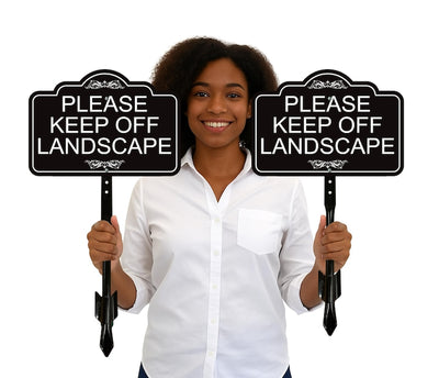 3 Pack Please Keep Off Landscape Yard Sign with 16" Stake, Rust-Free Aluminum Stay Off Grass Warning Sign, Outdoor Lawn Garden Protection