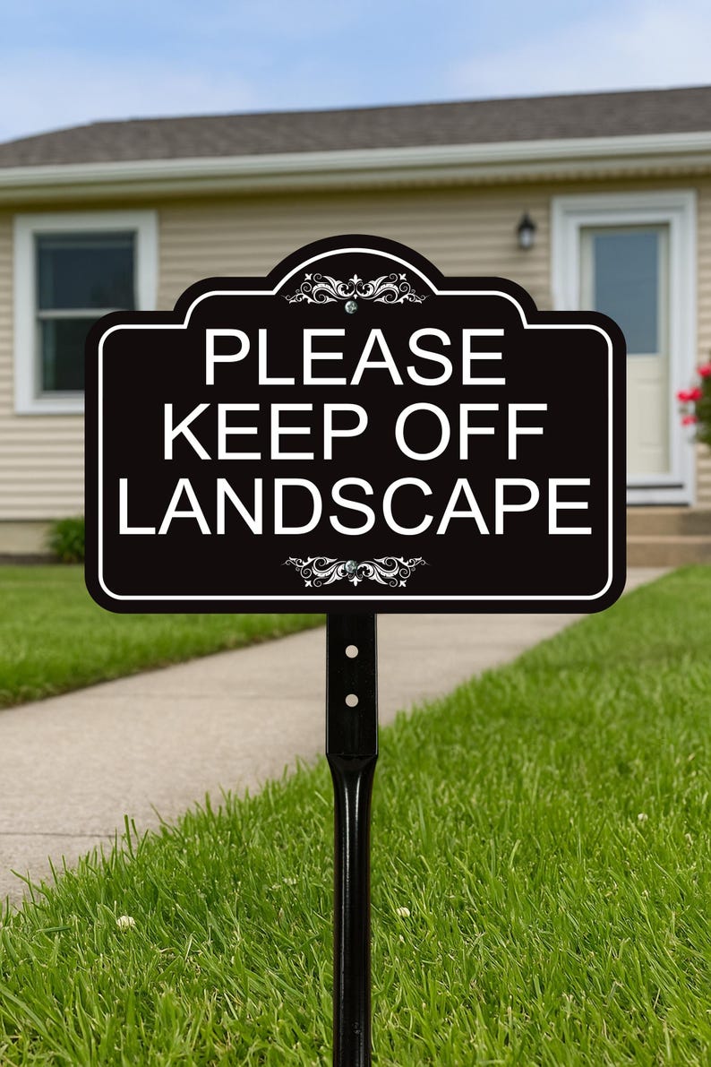 Please Keep Off Landscape Yard Sign with 16" Stake, Rust-Free Aluminum Stay Off Grass Warning Sign, Outdoor Lawn and Garden Protection Sign
