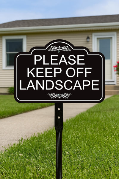 3 Pack Please Keep Off Landscape Yard Sign with 16" Stake, Rust-Free Aluminum Stay Off Grass Warning Sign, Outdoor Lawn Garden Protection