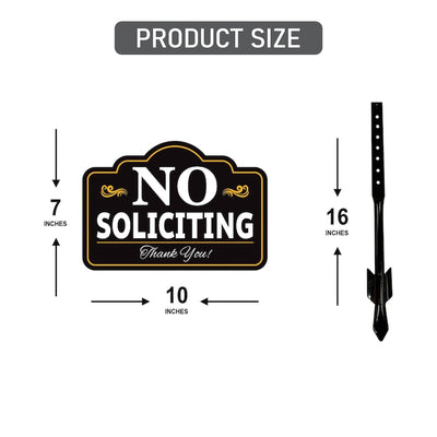 2 Pack No Soliciting Yard Sign with 16" Stake, Rust-Free Aluminum No Solicitors Warning Sign, Outdoor Home Privacy and Security Lawn Sign