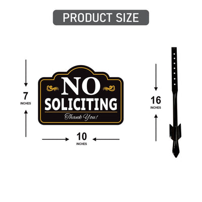 3 Pack No Soliciting Yard Sign with 16" Stake, Rust-Free Aluminum No Solicitors Warning Sign, Outdoor Home Privacy and Security Lawn Sign