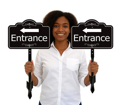 3 Pack Entrance Yard Sign with Arrow and 16" Stake, Aluminum Directional Enter Sign, Outdoor Lawn Entry Marker for Events, Homes, Businesses