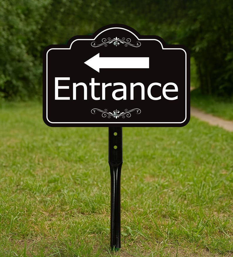 3 Pack Entrance Yard Sign with Arrow and 16" Stake, Aluminum Directional Enter Sign, Outdoor Lawn Entry Marker for Events, Homes, Businesses