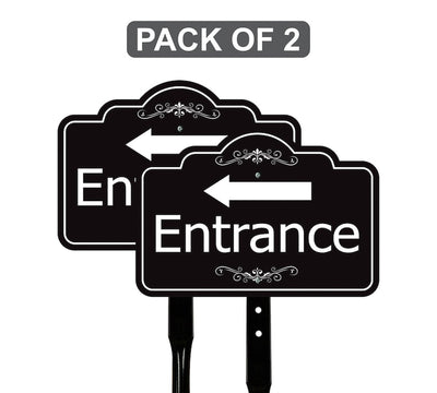2 Pack Entrance Yard Sign with Arrow and 16" Stake, Aluminum Directional Enter Sign, Outdoor Lawn Entry Marker for Events, Homes, Businesses