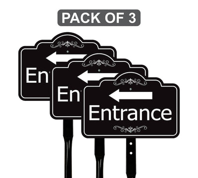 3 Pack Entrance Yard Sign with Arrow and 16" Stake, Aluminum Directional Enter Sign, Outdoor Lawn Entry Marker for Events, Homes, Businesses