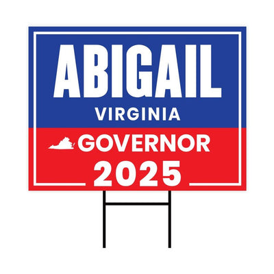 Abigail Spanberger For Virginia Governor 2025 Yard Sign, Corrugated Plastic Governor Elections Race Red White & Blue Sign with Metal H-Stake