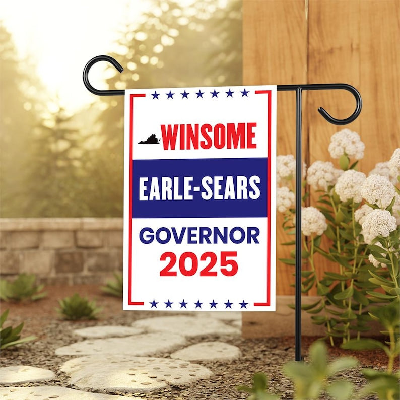 Winsome Earle-Sears For Virginia Governor 2025 Garden Flag, Double Sided, 2025 Governor Flag, Elections Flag, Race Red White & Blue Flag
