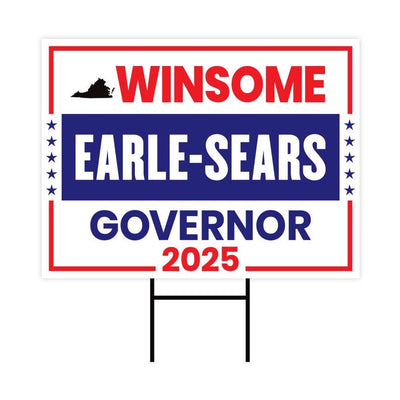 Winsome Earle-Sears For Virginia Governor 2025 Yard Sign, Corrugated Plastic Governor Election Race Red White & Blue Sign with Metal H-Stake