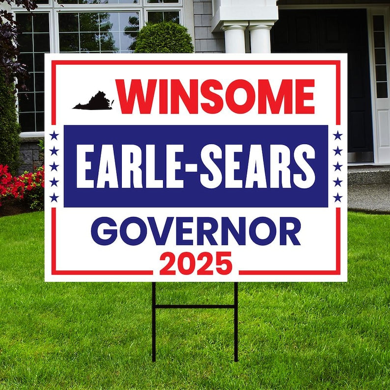 Winsome Earle-Sears For Virginia Governor 2025 Yard Sign, Corrugated Plastic Governor Election Race Red White & Blue Sign with Metal H-Stake
