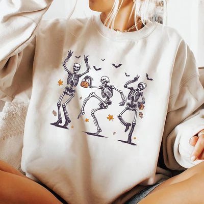 Dancing Skeleton Sweatshirt, Retro Halloween Pumpkin SweatShirt, Spooky Skeleton Dance SweatShirt