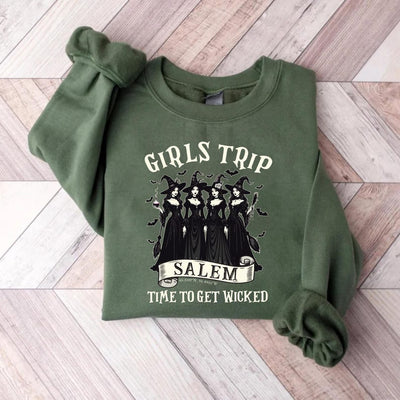 Girls Trip Salem Sweatshirt, Retro Halloween Witch SweatShirt, Salem Massachusetts SweatShirt