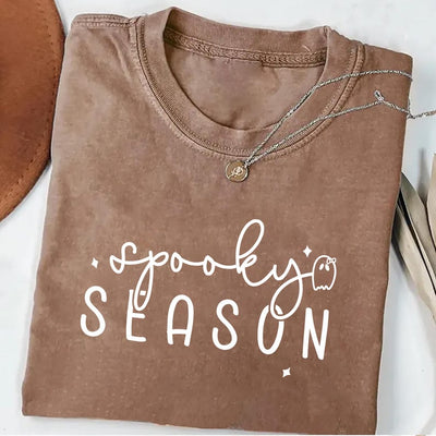 Cute Spooky Season Short Sleeve Shirt, Women’s Halloween Short Sleeve Shirt, Fall Aesthetic Short Sleeve Shirt, Halloween Short SleeveShirt