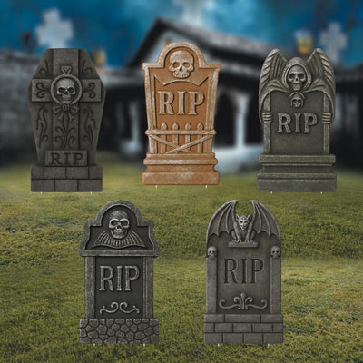 Halloween RIP Tombstone Yard Signs, Graveyard Lawn Decorations with Stakes, Scary Outdoor Halloween Cemetery Decor for Front Yard Display