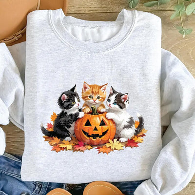 Vintage 90s Cat Halloween Sweatshirt, Retro Black Cat Pumpkin SweatShirt, Spooky Season SweatShirt