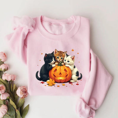 Vintage 90s Cat Halloween Sweatshirt, Retro Black Cat Pumpkin SweatShirt, Spooky Season SweatShirt
