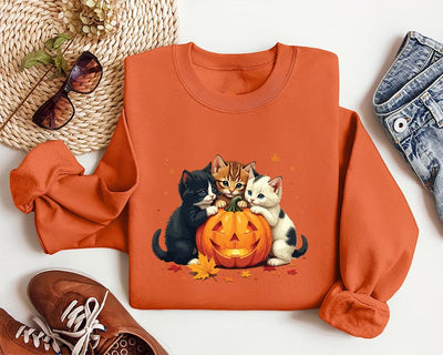 Vintage 90s Cat Halloween Sweatshirt, Retro Black Cat Pumpkin SweatShirt, Spooky Season SweatShirt