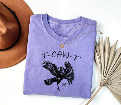 Funny Crow Short Sleeve Shirt, F-Caw-F Raven Short Sleeve Shirt, Black Crow Tee, Gothic Bird Short Sleeve Shirt, Unisex Funny Grunge Shirt