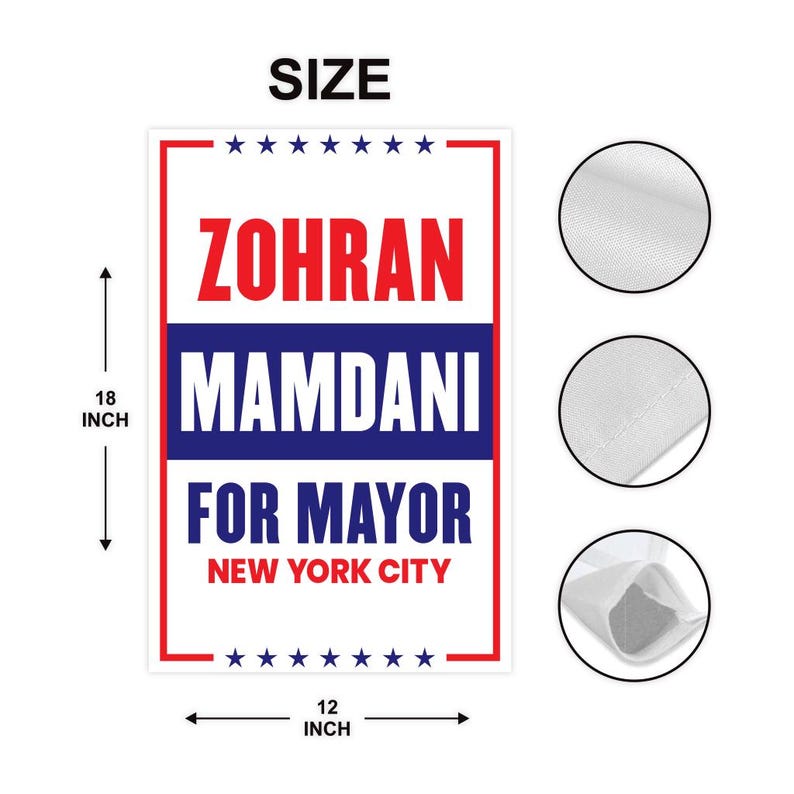 Zohran Mamdani For New York City Mayor Election 2025 Garden Flag, Double Sided, NYC’s Mayor, Race Red White & Blue Flag