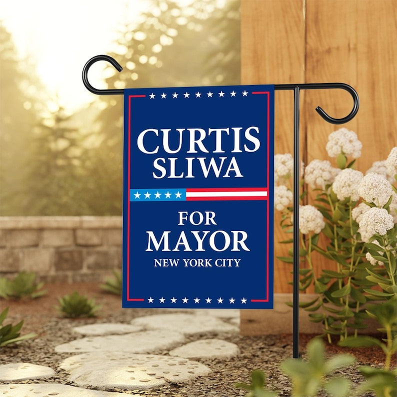 Curtis Sliwa For New York City Mayor Election 2025 Garden Flag, Double Sided, NYC’s Mayor, Race Red White & Blue Flag