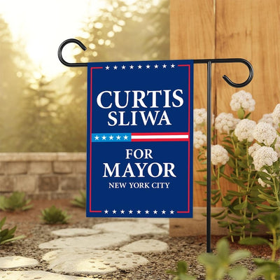 Curtis Sliwa For New York City Mayor Election 2025 Garden Flag, Double Sided, NYC’s Mayor, Race Red White & Blue Flag