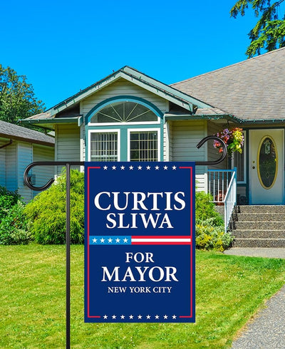 Curtis Sliwa For New York City Mayor Election 2025 Garden Flag, Double Sided, NYC’s Mayor, Race Red White & Blue Flag