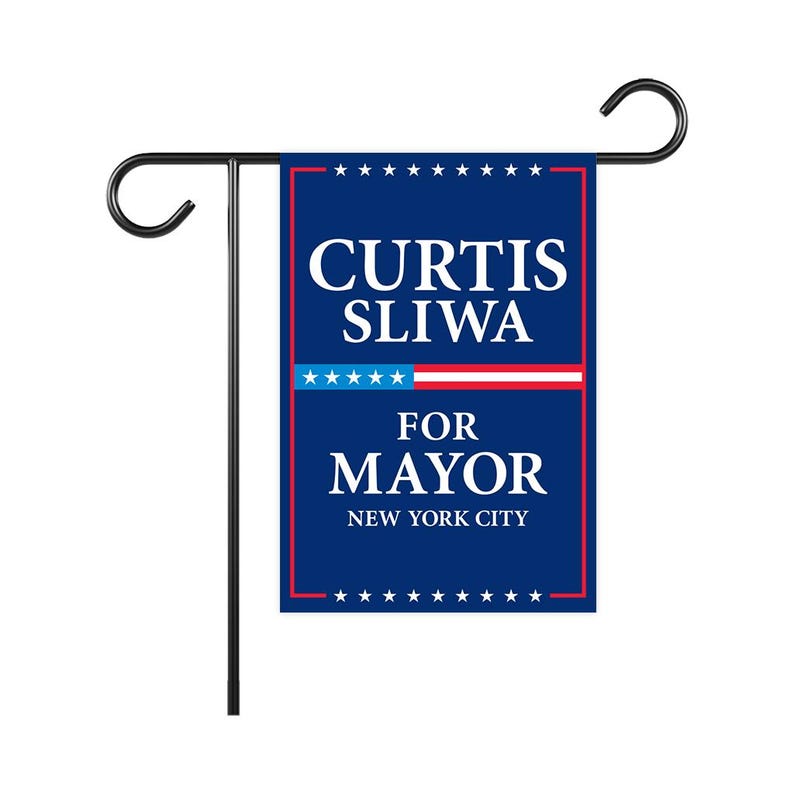 Curtis Sliwa For New York City Mayor Election 2025 Garden Flag, Double Sided, NYC’s Mayor, Race Red White & Blue Flag