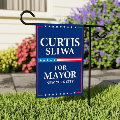 Curtis Sliwa For New York City Mayor Election 2025 Garden Flag, Double Sided, NYC’s Mayor, Race Red White & Blue Flag