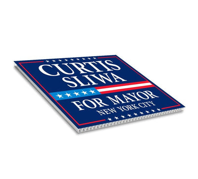 Curtis Sliwa For New York City Mayor 2025 Election Yard Sign, Corrugated Plastic Election Race Red White & Blue Sign with Metal H-Stake