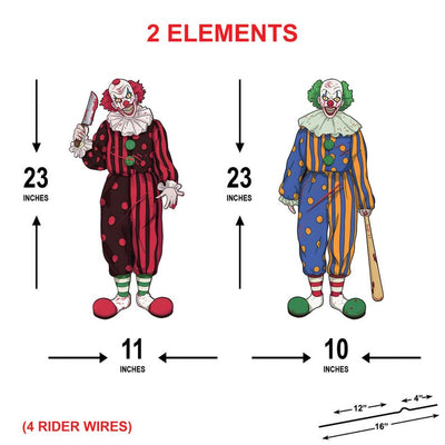 Bloody Clown Halloween Yard Signs with Stakes, Red Green Outdoor Lawn Decorations, Scary Haunted House School Halloween Décor for Kids
