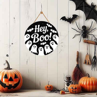 Halloween Welcome Door Sign 12", Hanging Wall Sign for Front Door, Outdoor Halloween Party Door Hanger, Spooky Home Decor Accent